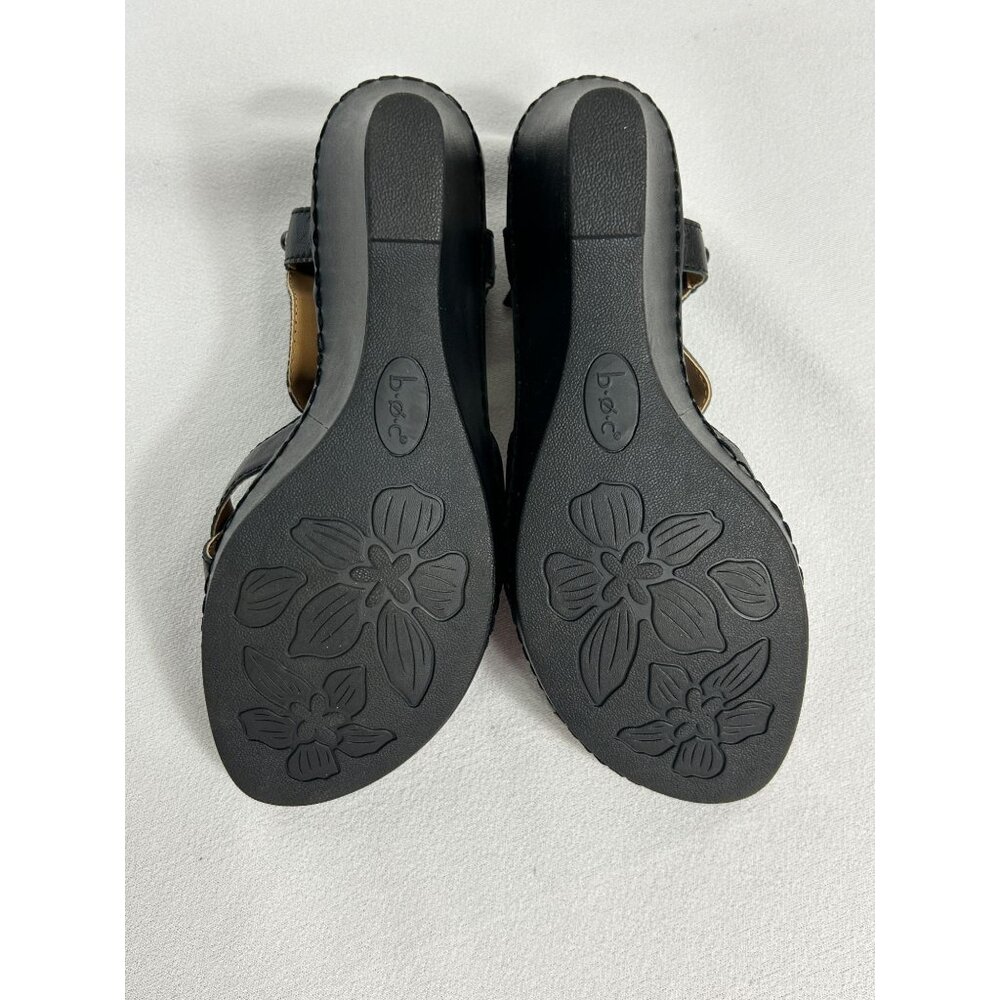 Born Concepts Women's Leather Studded Ankle Strap Wedge Sandals in Black - Sz 9 - Picture 10 of 10